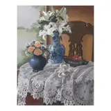 Teresita Duldulao, Two Bouquets on Lace, pastel on paper