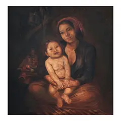 Mother and Child by Jose Blanco, oil on canvas, sold Jan 2024