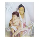 Nestor Leynes, Mother and Child, conte crayon and pastel on paper