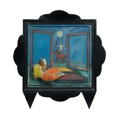 Charlie Co, Kyosko Clown, mixed media on board