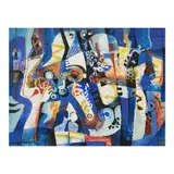 Blue Composition II by Paco Gorospe, oil on canvas, sold Jan 2024