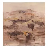 Rural Scene by Paco Gorospe, oil on canvas, sold Jan 2024