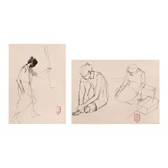 a.) Study (Front) b.) Study (Verso) by Vicente Manansala, pen and ink on paper, sold Jan 2024