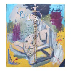 Jayson Oliveria, Drink Nothing without Seeing, Sign nothing without reading it, mixed media on canvas