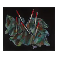 Anthurium by Romulo Olazo, soft pastel on canson paper, sold Jan 2024