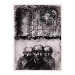 Elmer Borlongan, Three Men in a Barren Landscape, digital print on archival paper