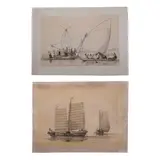 Pair of Prints, a.) Carayas ou machines a pecher, et Banka de Manille b.) Cascos de la Laguna, a la voile, a.) Engraving B&W Paper b.) Engraving B&W Paper