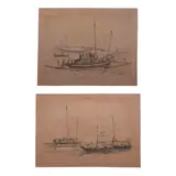 Pair of Prints, a.) Bilalo, bateau de passage de Manille a Cavite b.) Caboteurs et Pirogues de la Laguna pres de Manille, a.) Engraving B&W Paper b.)Engraving B&W Paper