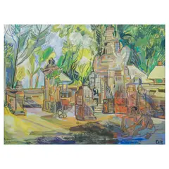 Arie Smit, Kebun Kori, Bali, tempera on paper