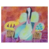 Woman Vendor by Mauro Malang Santos, oil pastel, sold Oct 2023