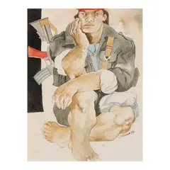 Untitled by Benedicto Cabrera, watercolor on paper, sold Oct 2023