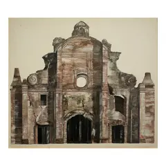 Church of Dingras, Iloilo by Rodolfo Ragodon, oil on canvas, sold Oct 2023