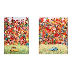 Art Lozano, a.) A Beautiful Path
b.) To Take Refuge, acrylic on canvas each