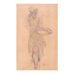 Untitled by Fernando Amorsolo, graphite on paper, sold Jul 2023