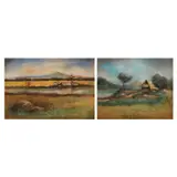a. Landscape b. Landscape by a. Unidentified Artist<br> b. Unidentified Artist, oil on canvas, sold Jul 2023