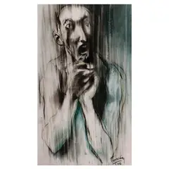 Untitled by Emmanuel Garibay, mixed media on paper, sold Jul 2023