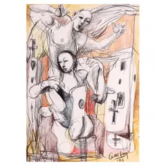 Untitled by Emmanuel Garibay, pastel on paper, sold Jul 2023