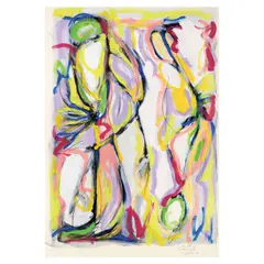 Abstraction by Hermès Alègrè, mixed media on paper, sold Jul 2023