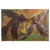 Teddy Buenaventura, Cock Fight, oil and wood on canvas