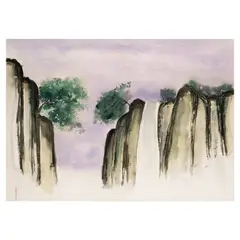 Water Falling by Baboo Mondoñedo, watercolor on paper, sold Jul 2023