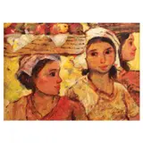 Untitled (Vendors) by Roger San Miguel, oil on canvas, sold Jul 2023