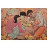 Fruit Vendors by Roger San Miguel, oil on canvas, sold Jul 2023
