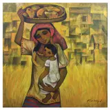 Mother and Child by Roger San Miguel, oil on canvas, sold Jul 2023