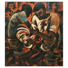 Sabong by Roger San Miguel, oil on canvas, sold Jul 2023