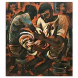 Sabong by Roger San Miguel, oil on canvas, sold Jul 2023