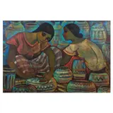 Pottery Vendors by Roger San Miguel, oil on canvas, sold Jul 2023
