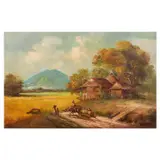 Oscar Navarro, Barrio Scene, oil on canvas