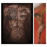 a. Leoniel Cerbas <br>b. Randy Roa, a. Tatak Banal b. Christ Crucified II, a. acrylic on canvas<br> b. mixed media on canvas