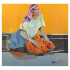 Oscar Zalameda, Fruit Vendor, oil on canvas