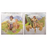 a. Kamote Digger (Mountain Province) b. Golden Harvest (Banaue Rice Terraces) by Unidentified artist, oil on canvas, sold Jul 2023