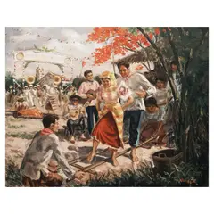 Tinikling by Fortunato Jervoso, oil on canvas, sold Jul 2023