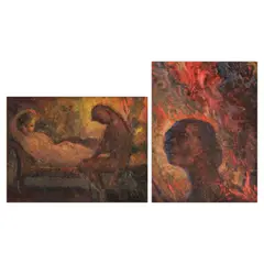 Juan Arellano, a. Front Untitled b. Verso Untitled, oil on masonite board