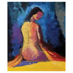 Portrait of a Woman by William Yu, acrylic on canvas, sold Jul 2023