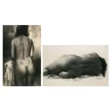 Agustin Goy, a. Nude b. Nude, a. charcoal on paper<br /> b. charcoal on paper<br />