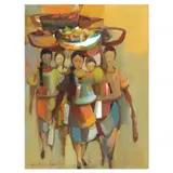 Women Vendors by Alfredo Buenaventura, oil on canvas, sold Jul 2023