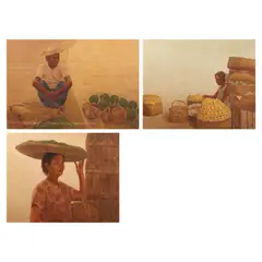 Ely Gajo, a. Solimon b. Manga c. Pinangat, a. oil on canvas<br /> b. oil on canvas<br /> c.oil on canvas