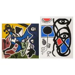 Dieter Korbanka, a. Student Work b. Enjoying the Beach, a. oil on canvas<br /> b. lithograph numbered 26/150