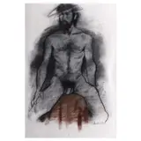 Benedicto Cabrera, Male Nude, charcoal on paper