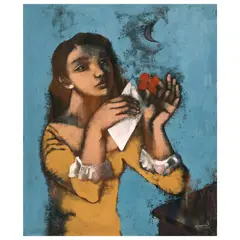 Letter by Marcel Antonio, oil on canvas, sold Jul 2023