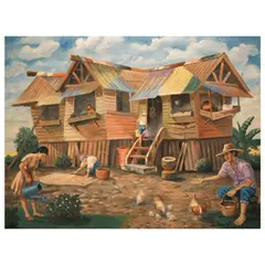 Max Adlao, Bahay II, oil on canvas