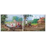Victor Loyola, a. Planting Rice b. Pista sa Nayon, a. oil on canvas