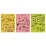 Philip Badon, a. Faces b. Faces c. Faces, a. pen and ink on paper<br> b. pen and ink on paper<br> c.pen and ink on paper<br>