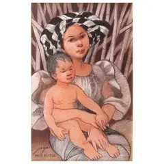 José T. Joya, Mother and Child, pastel on paper