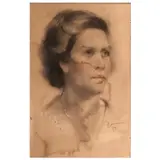 Romulo Olazo, Portrait of a Lady, charcoal on paper