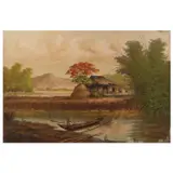 Landscape by Cesar Buenaventura, oil on canvas, sold Jul 2023
