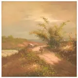 Landscape by Cesar Buenaventura, oil on canvas, sold Jul 2023